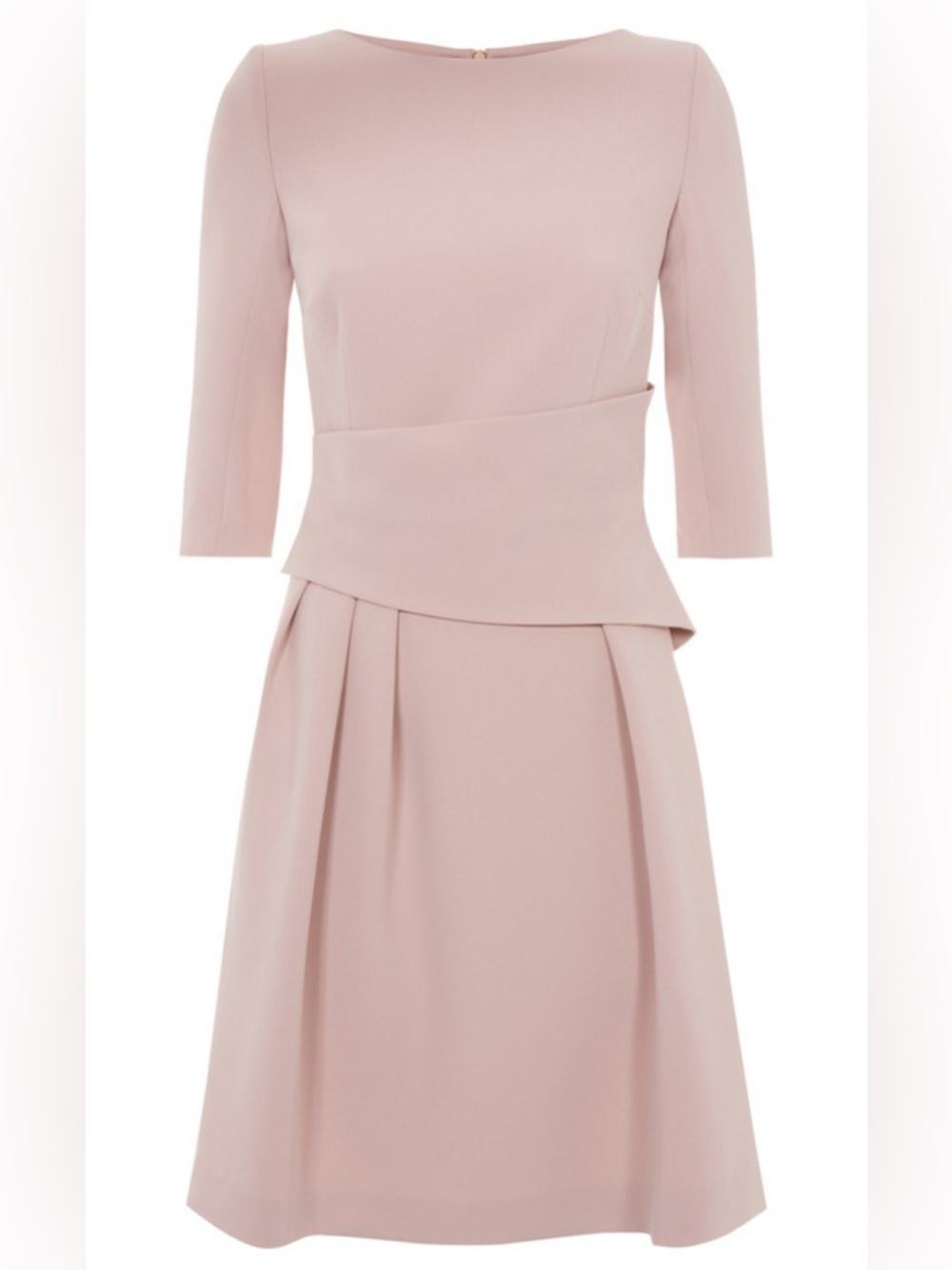 The Fold Camelot Blush Pink Midi Dress Boat Neck Elegant Size UK 6 US 2